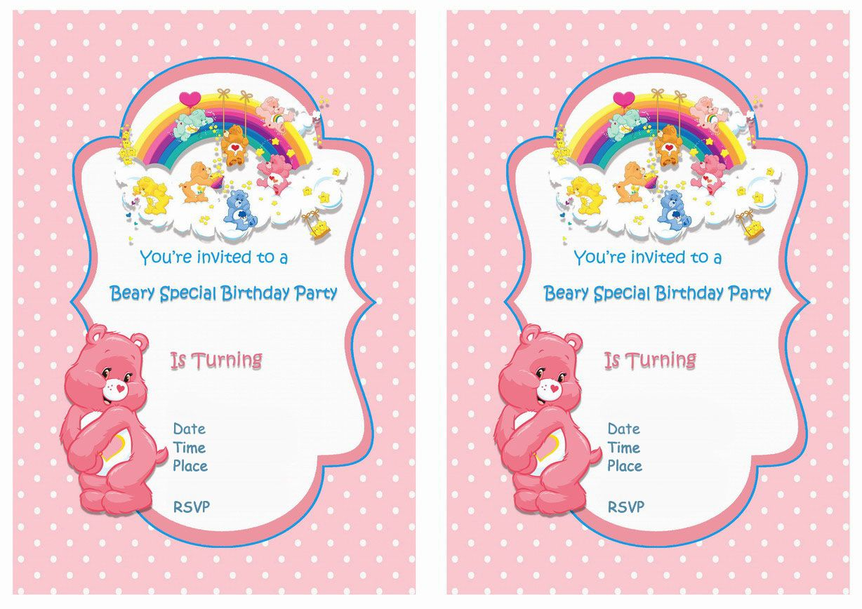 Care Bears FREE Printable Birthday Party Invitations 