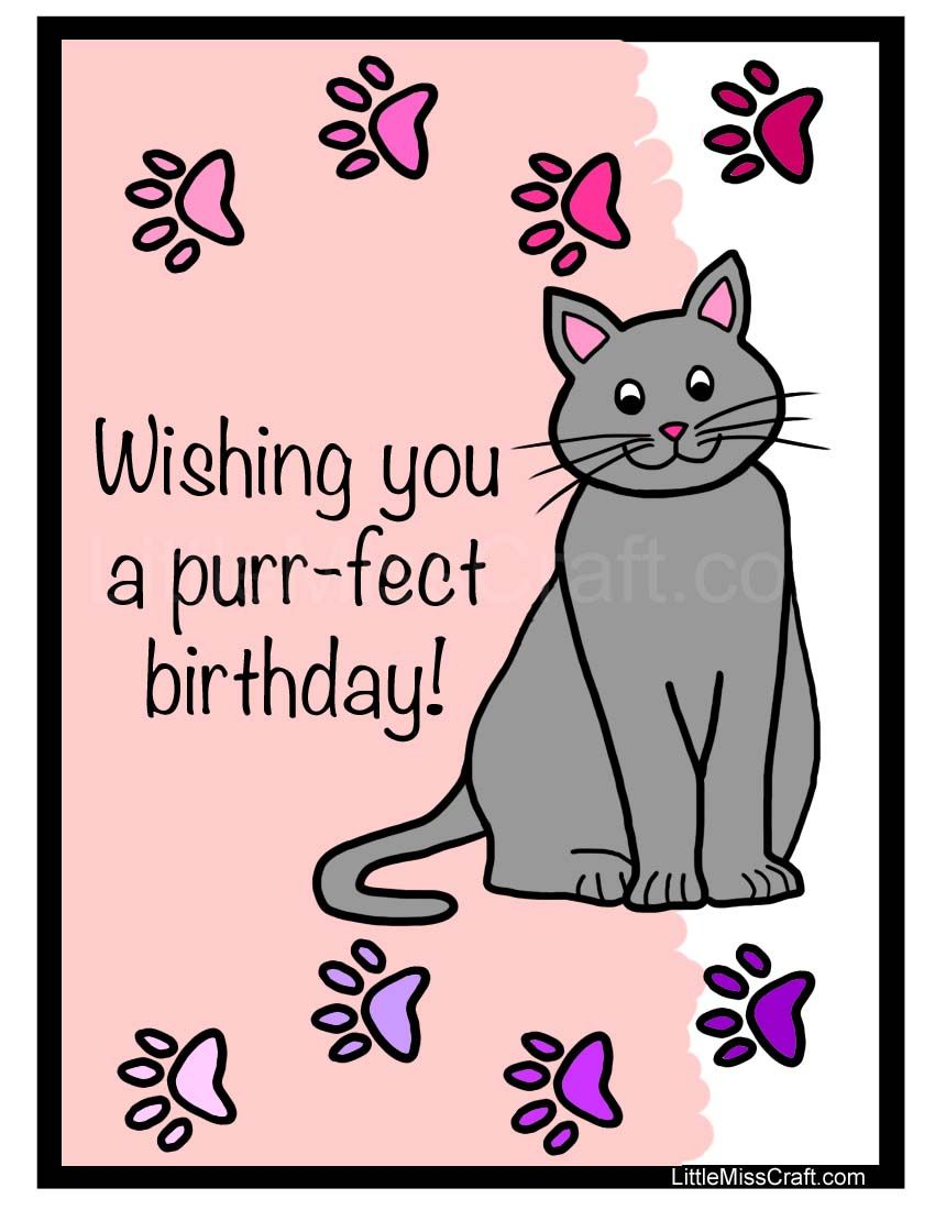 Cat Happy Birthday Cards Printable Feliz Cumplea os