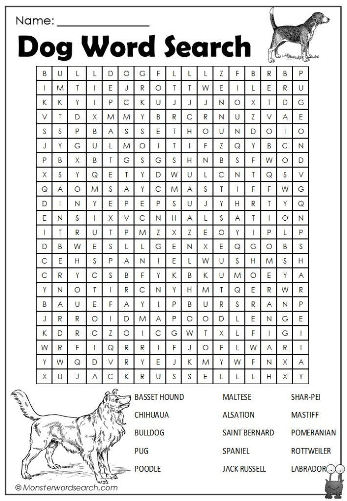 Printable Word Searches Dogs | FreePrintableTM.com