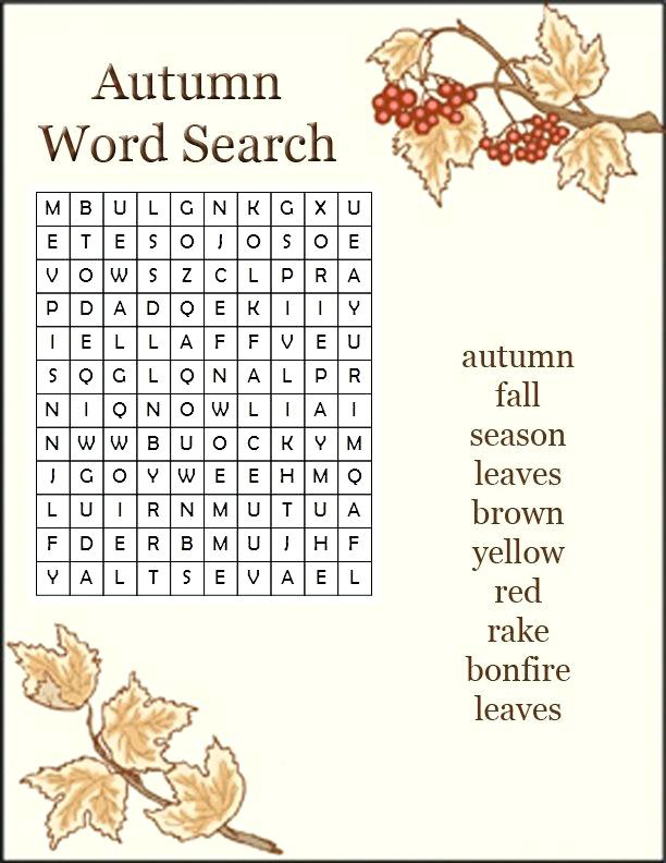 Fall Word Search Best Coloring Pages For Kids