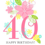 Floral Ladies 40th Free Printable Birthday Card