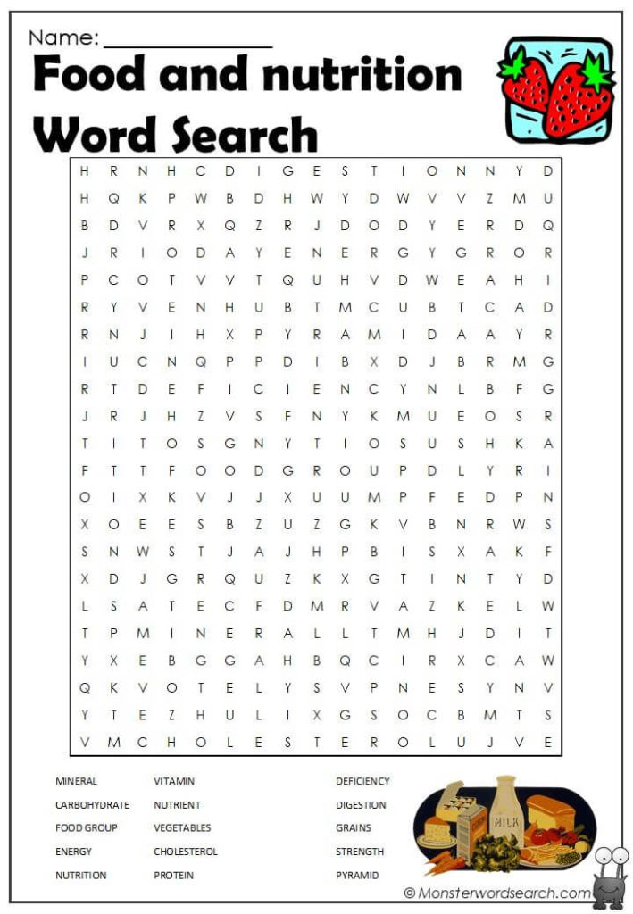 Printable Word Search Nutrition