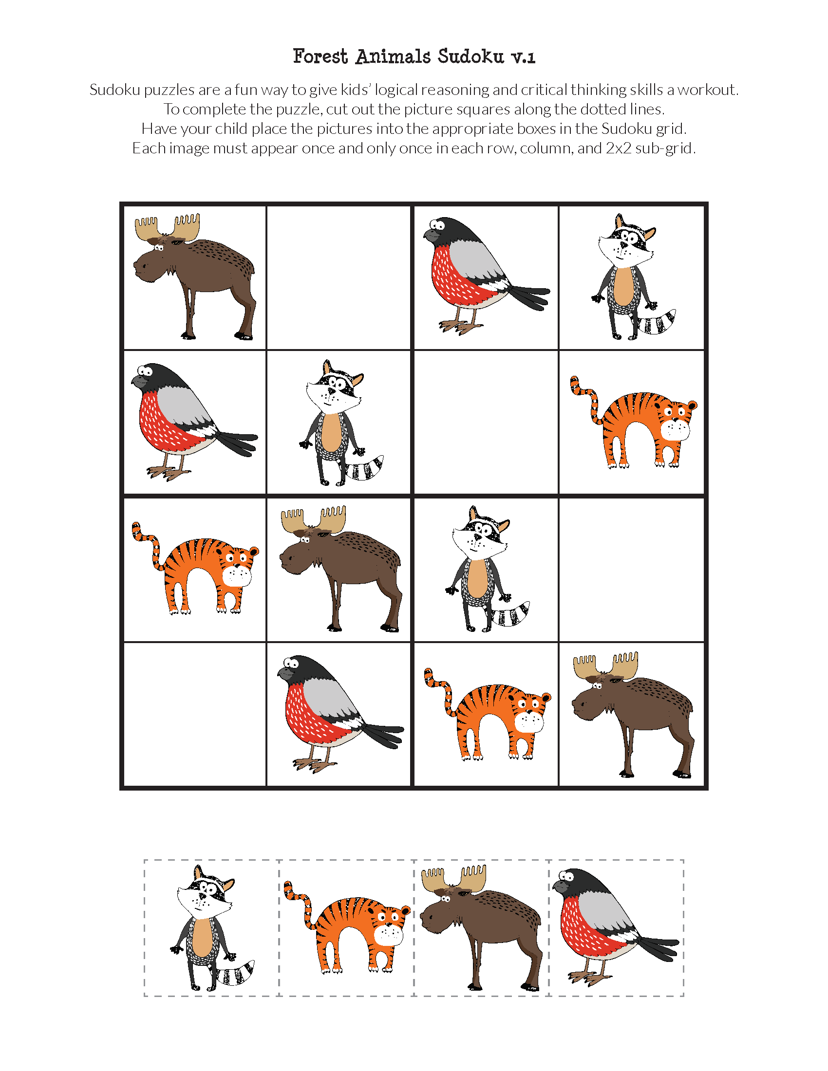 Forest Animals Sudoku free Printables Gift Of Curiosity