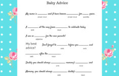 Free Instant Download Baby Shower Mad Libs Template