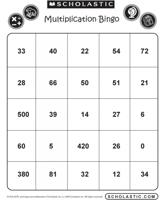 Free Multiplication Bingo Printables 24 7 Moms