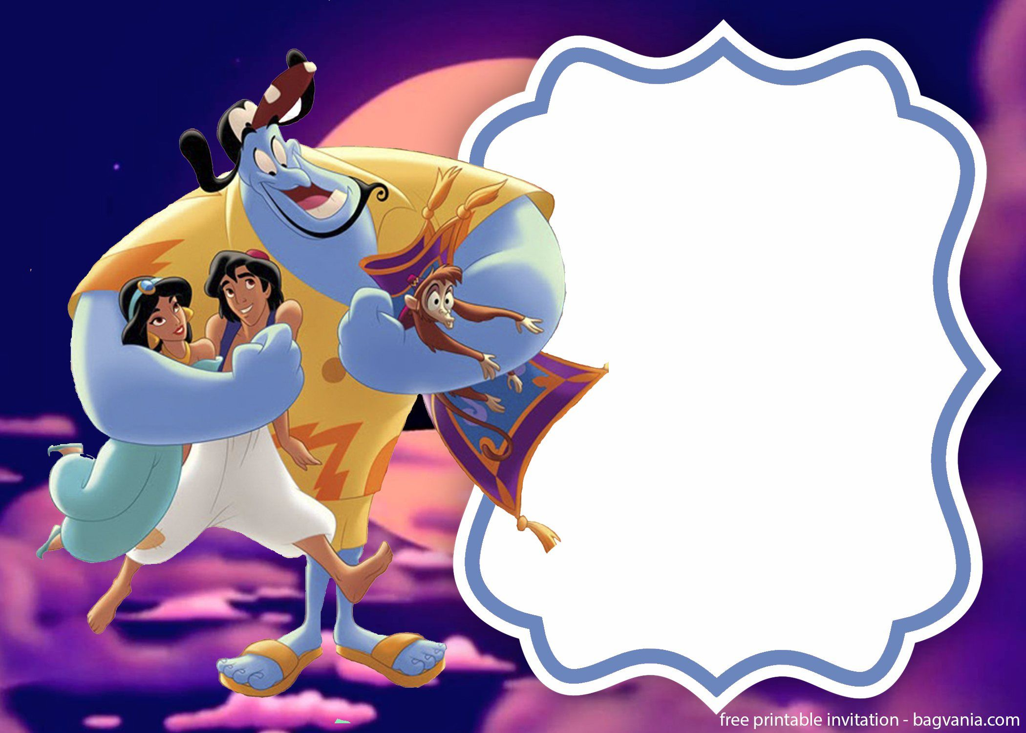 Free Printable Aladdin And Jasmine Invitation Template 