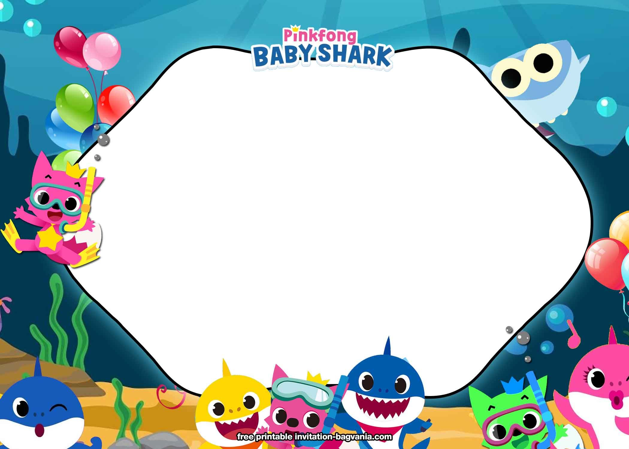 FREE Printable Baby Shark Birthday Invitation Templates 