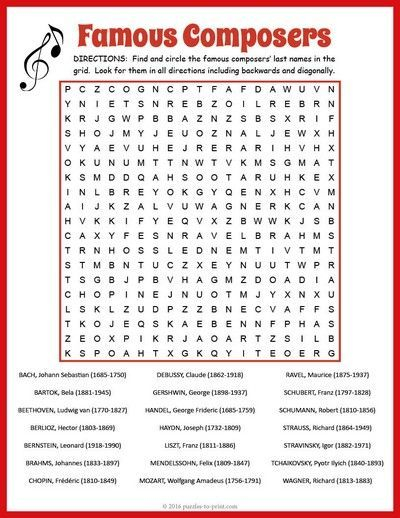 printable word searches music