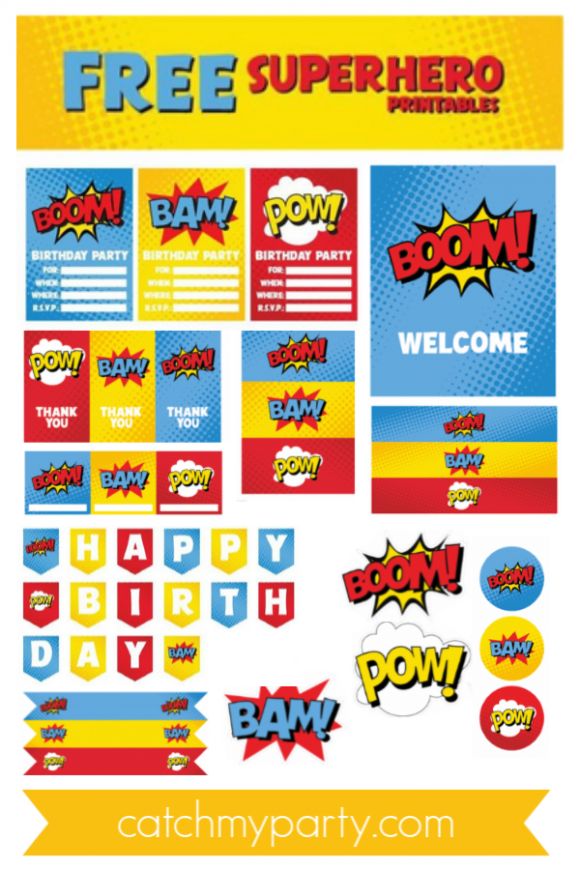 Free Superhero Party Printables CatchMyParty 