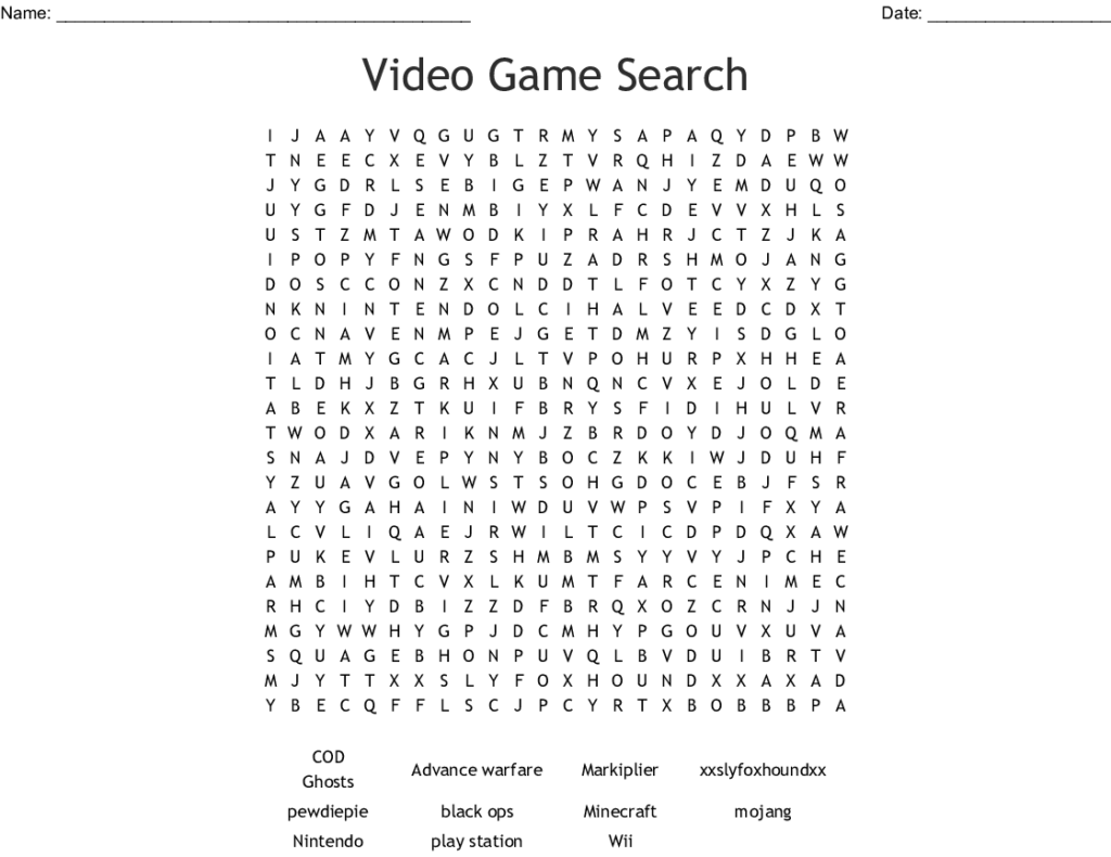 Gaming And Streaming Word Search WordMint