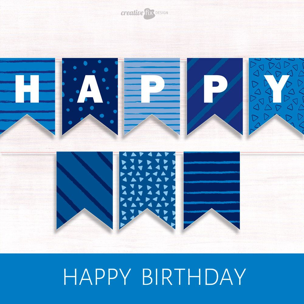 Happy Birthday Banner BLUE PRINTABLE Banner BLUE Happy 