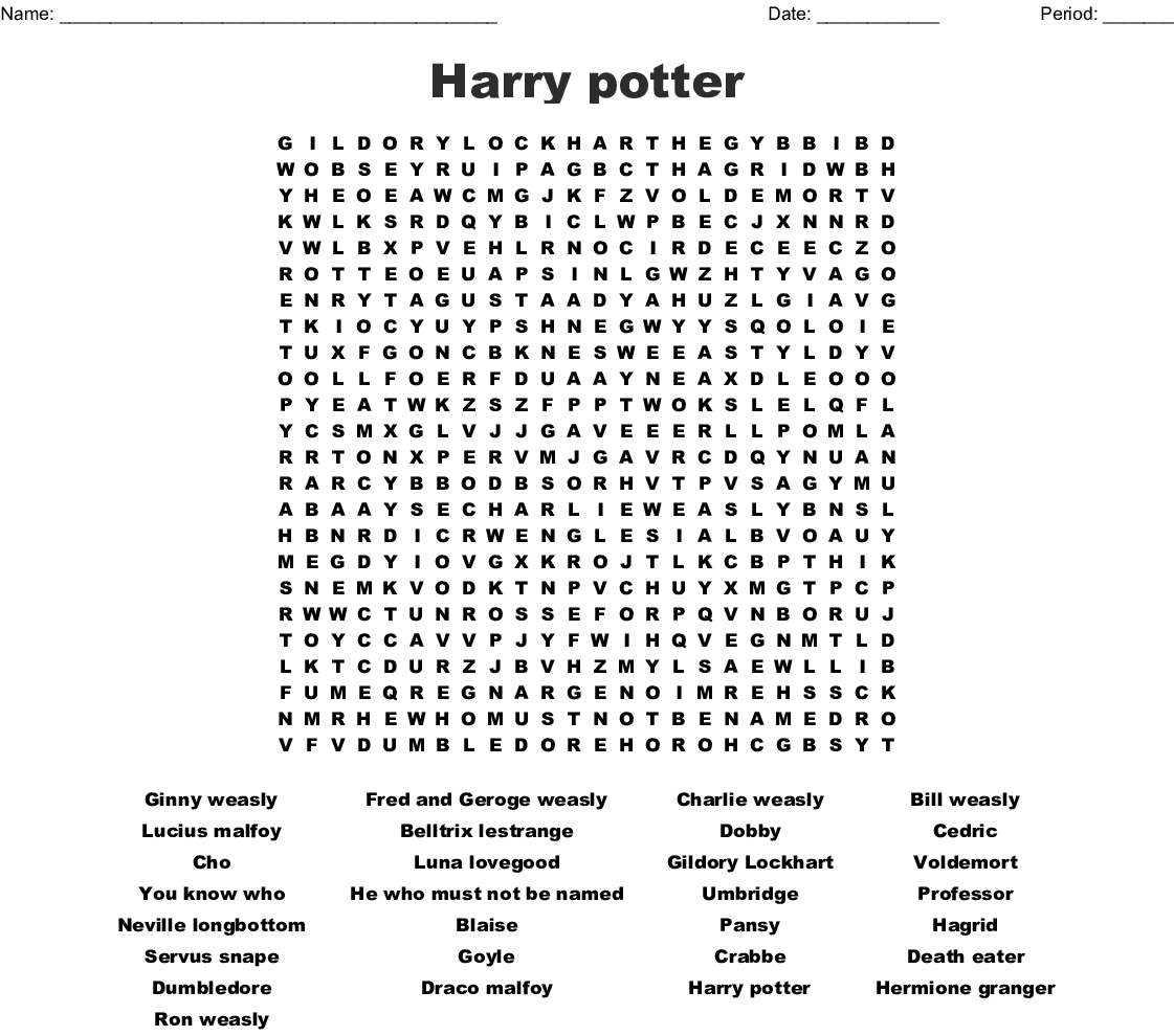Harry Potter Word Search Printable That Are Insane Bates 