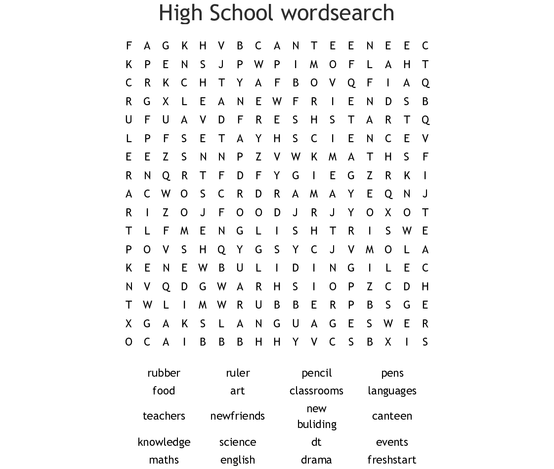 High School Wordsearch WordMint