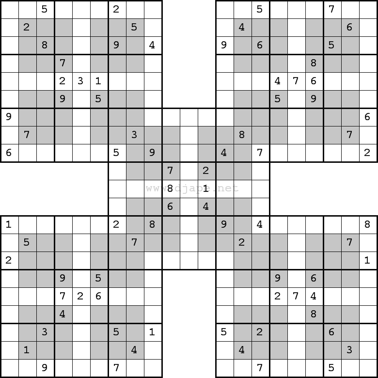 HYPER Aka Windoku Samurai Sudoku Sudoku Printable