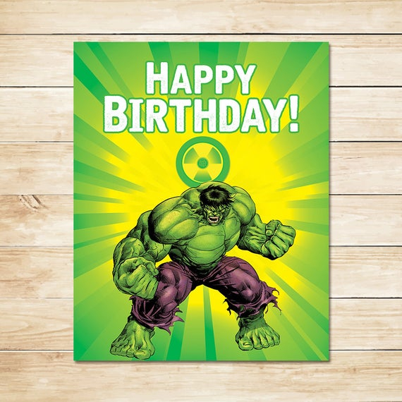 Items Similar To Printable Hulk Radiation Birthday Sign 