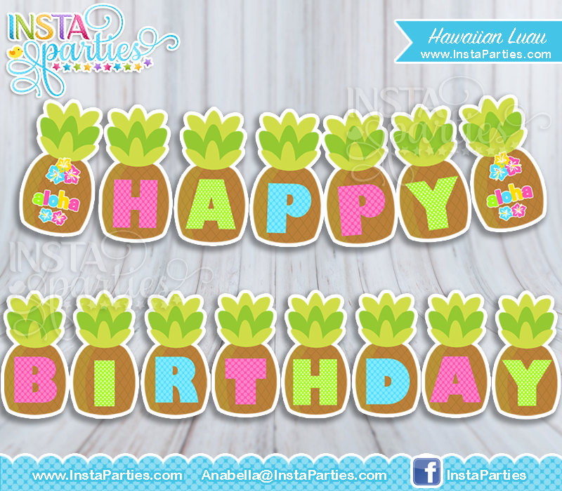 Luau Party Banner Birthday Hawaiian Girl Party Banner 