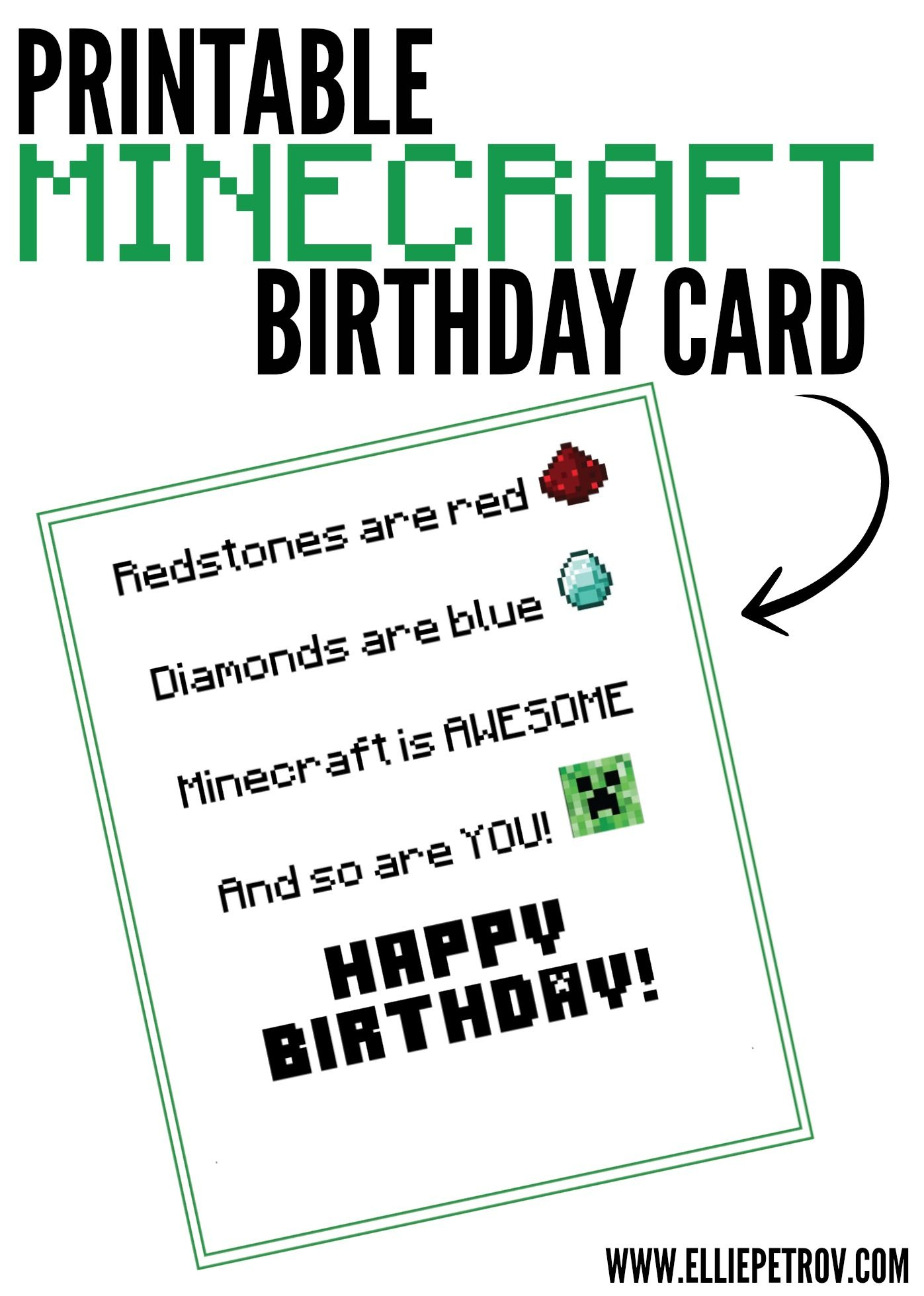 Minecraft Birthday Party To Go Minecraft Birthday Card 