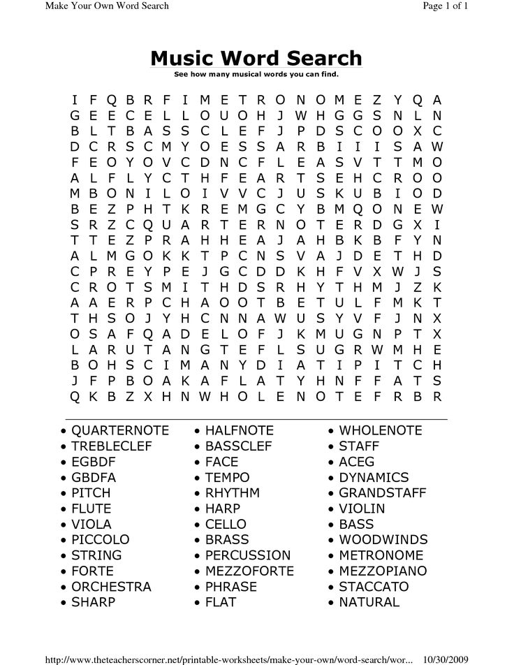 Music Word Search Music Word Search Music Words Music 