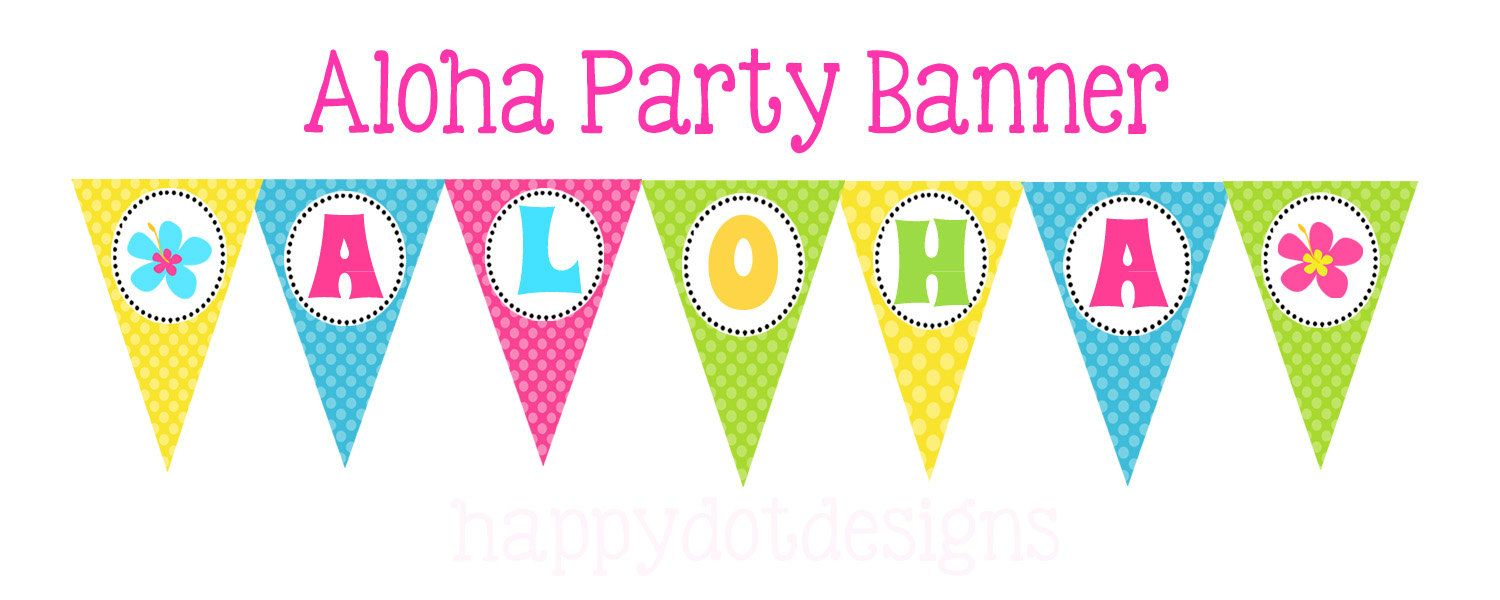 Printable ALOHA Hawaiian Party Pennant Banner Pinned By 