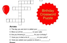 Printable Birthday Crossword Puzzle Game For Kids