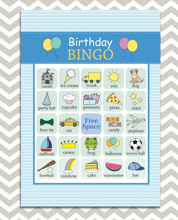 Printable Kid s Birthday Party Bingo 16 Unique Prefilled