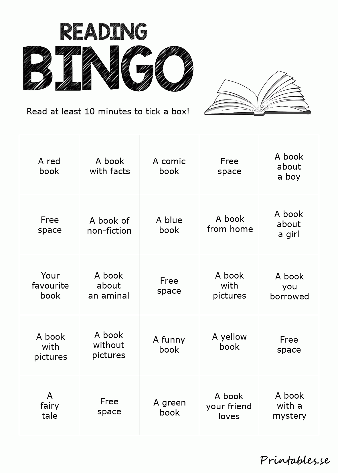 Reading Bingo 3 free Printable 