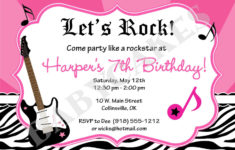 Rockstar Birthday Invitation Rockstar Party Zebra Print DIY