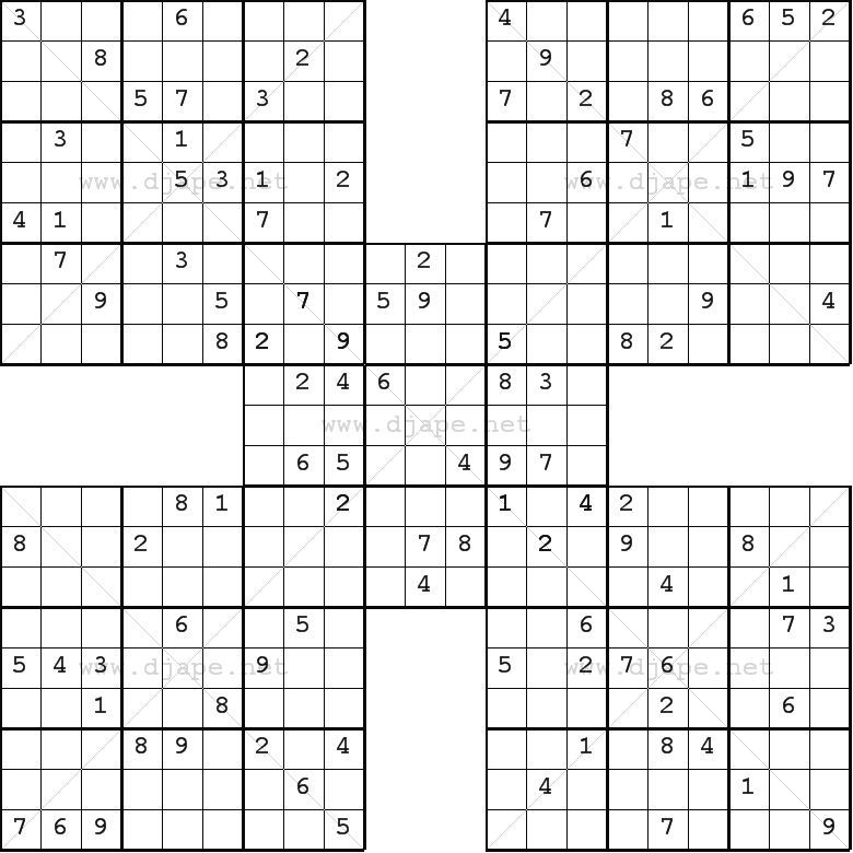 Samurai Sudoku Online Free Printable Puzzles