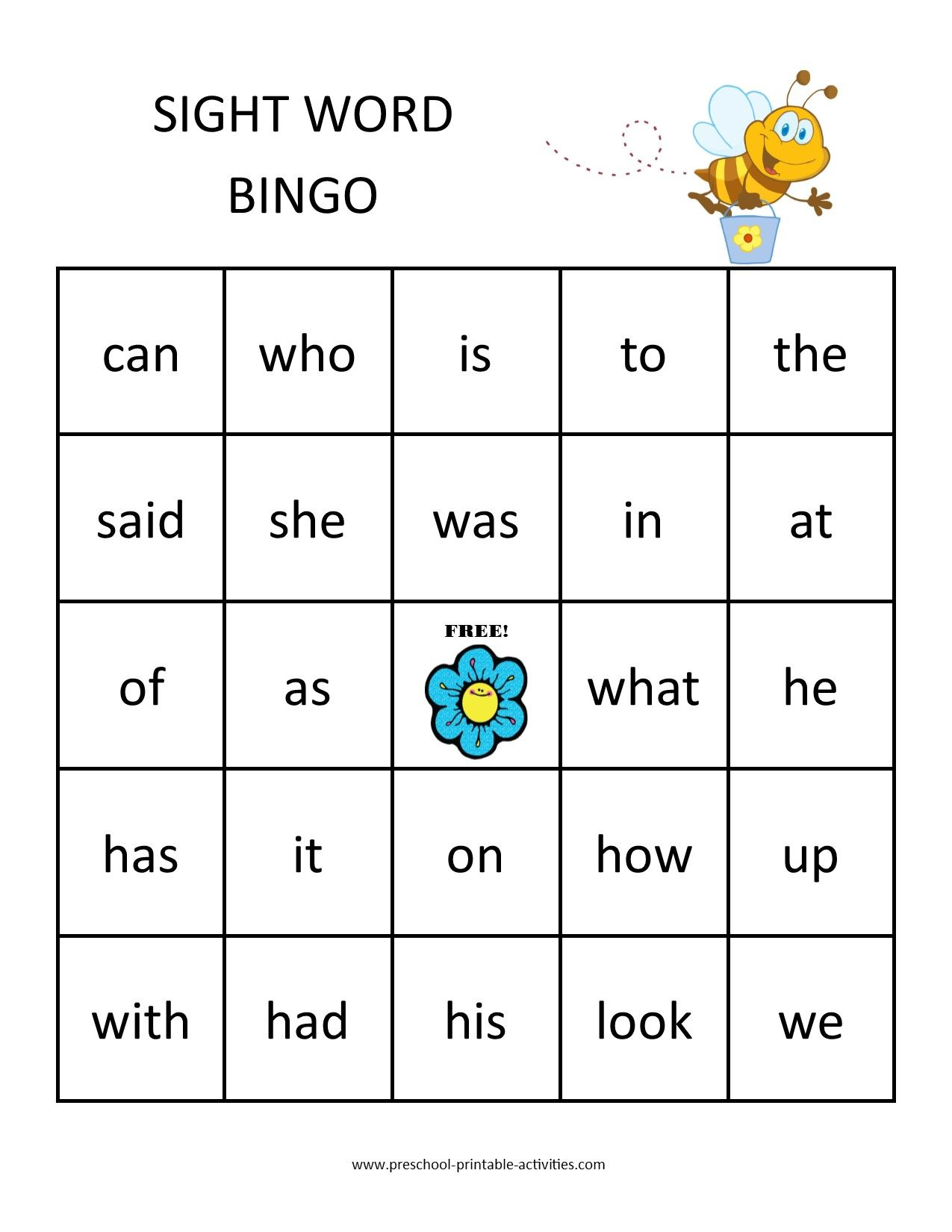 Sight Word Bingo Games Sight Word Bingo Word Bingo 