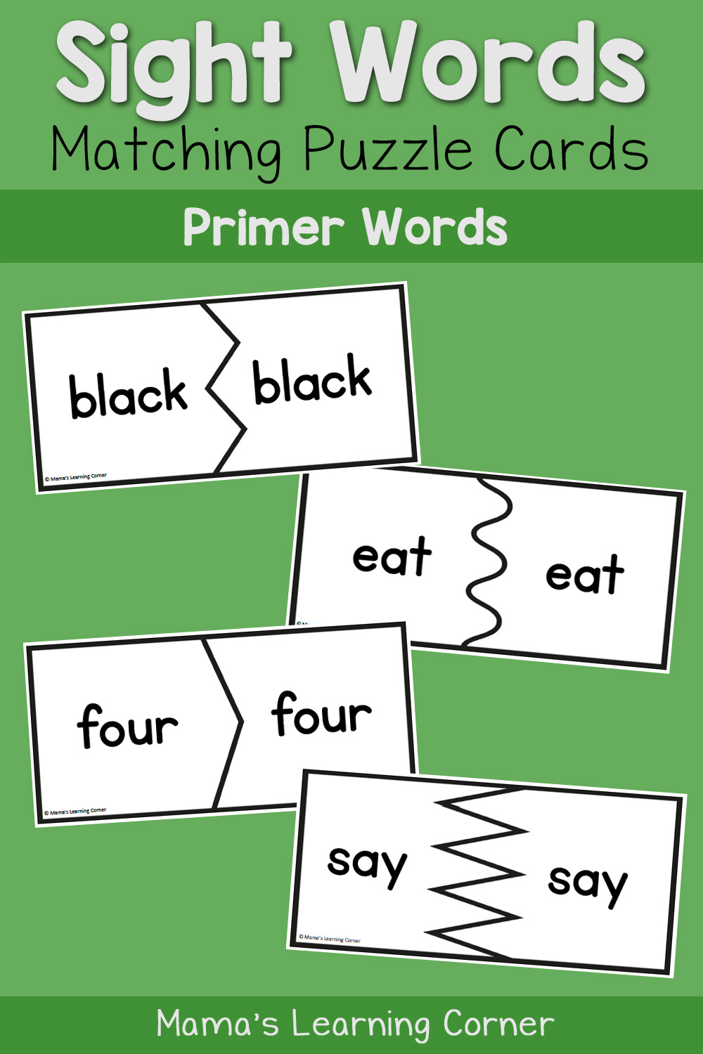 Sight Words Puzzle Cards Dolch Primer Words Mamas 