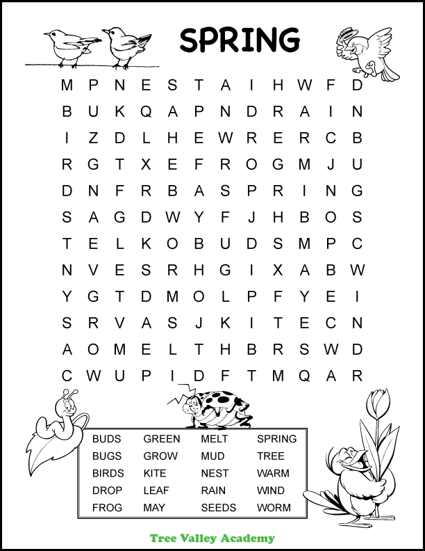 Printable Word Searches Spring FreePrintableTM