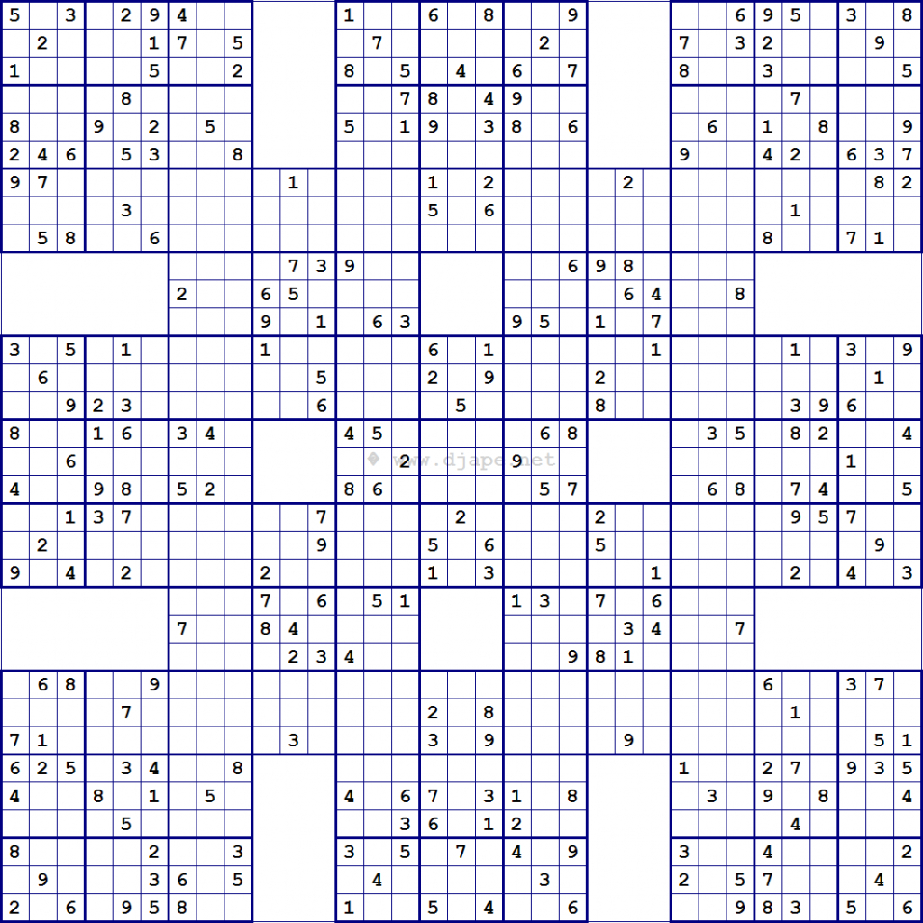 Super Samurai Sudoku 13 Grids Printable Sudoku Puzzles 