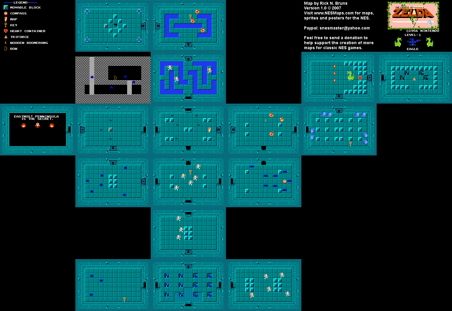 The Legend Of Zelda Level 1 Eagle Quest 1 Map