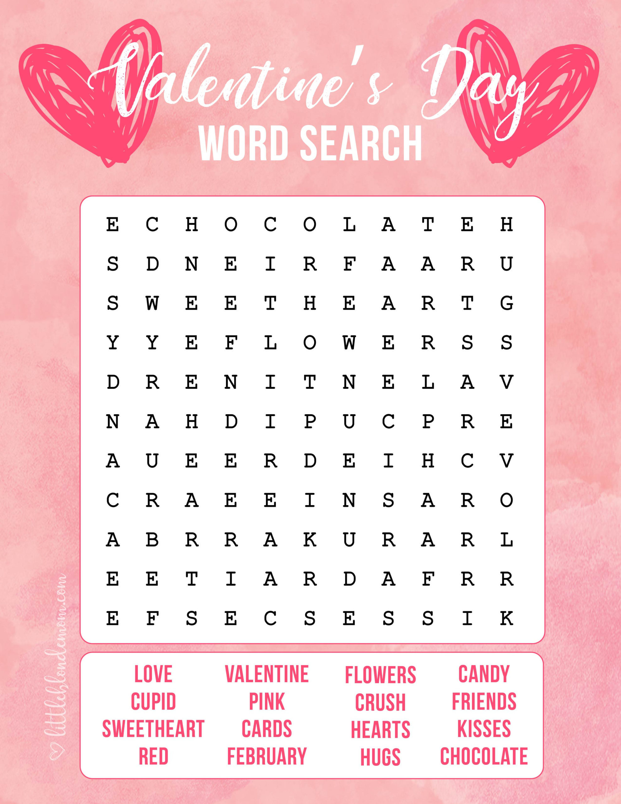 printable word searches valentines day