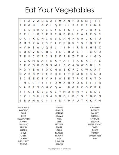 Vegetable Word Search