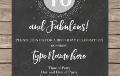 Chalkboard 40th Birthday Invitations Template Printable