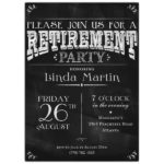 Chalkboard Black Retirement Party Photo Invitations
