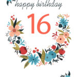 Floral 16 Birthday Card Free Greetings Island