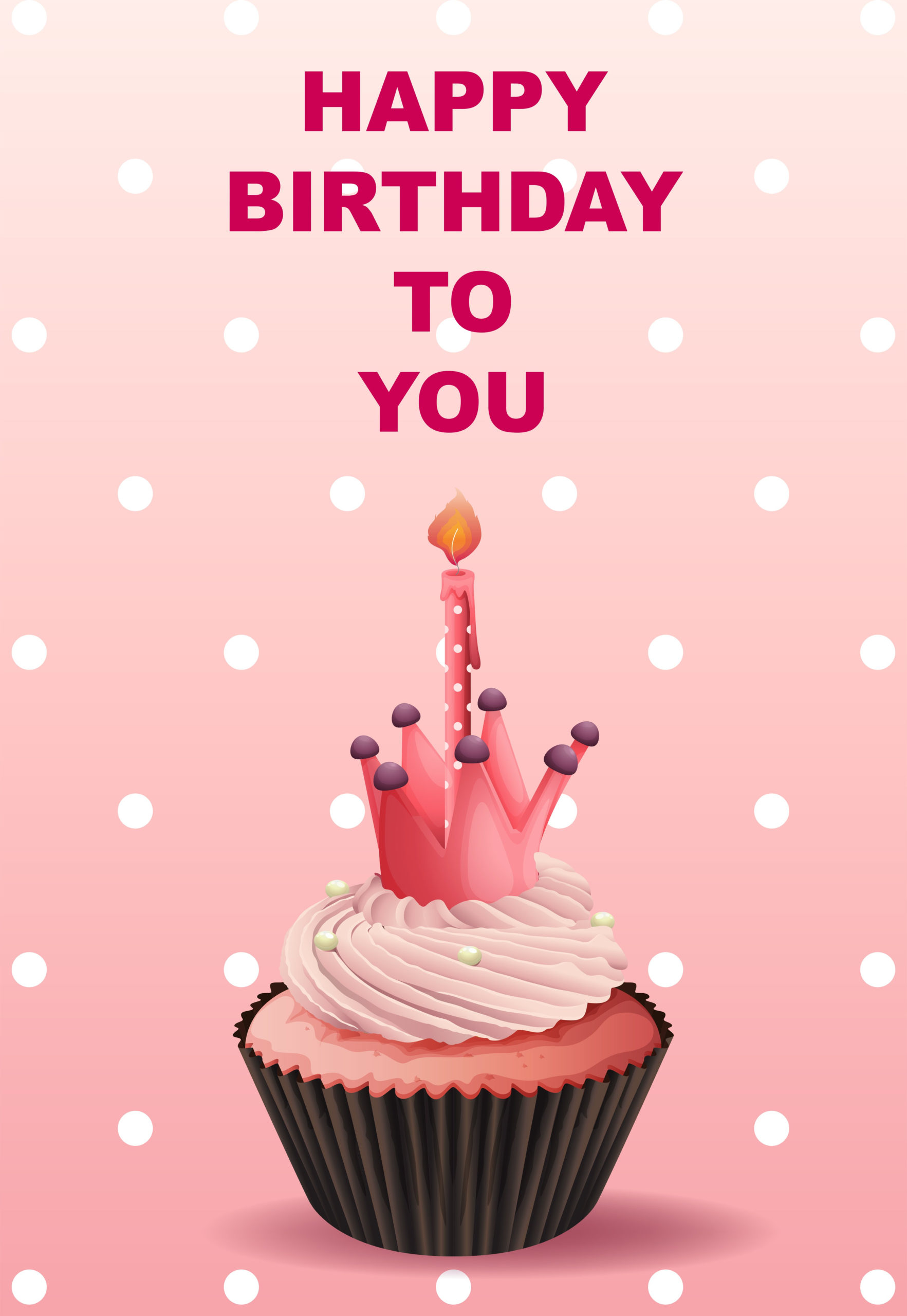 Happy Birthday Card Template With Pink Cupcake Download 