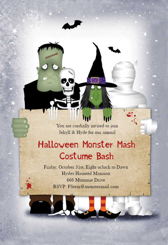 Monster Masquerade Halloween Party Invitation Template 