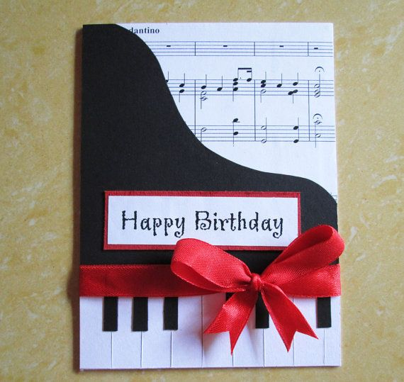 Piano Happy Birthday Card Music Themed Birthday Greeting 