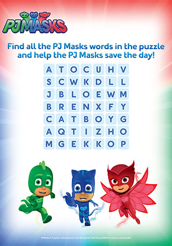 PJ Masks Word Search Printable Bub Hub