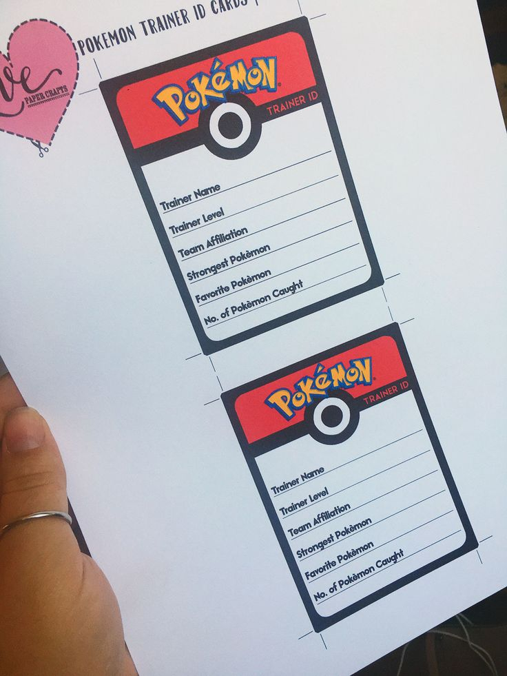 Printable Pok mon Go Trainer ID Cards Pokemon Party 