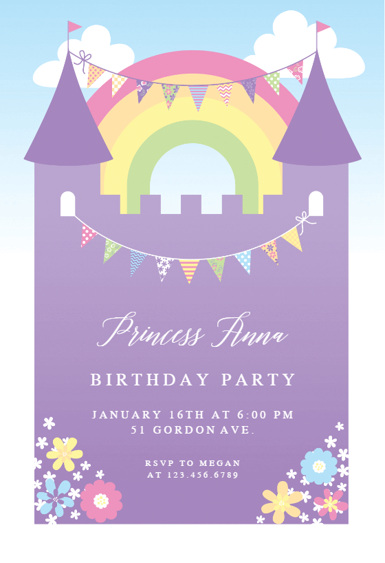 Purple Castle Birthday Invitation Template Free