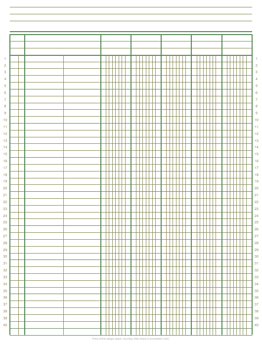 5 column Ledger Paper Template Download Printable PDF 