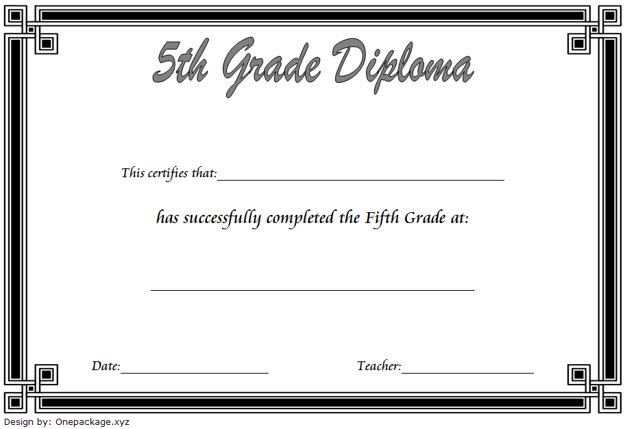 Free Printable 5th Grade Graduation Certificates