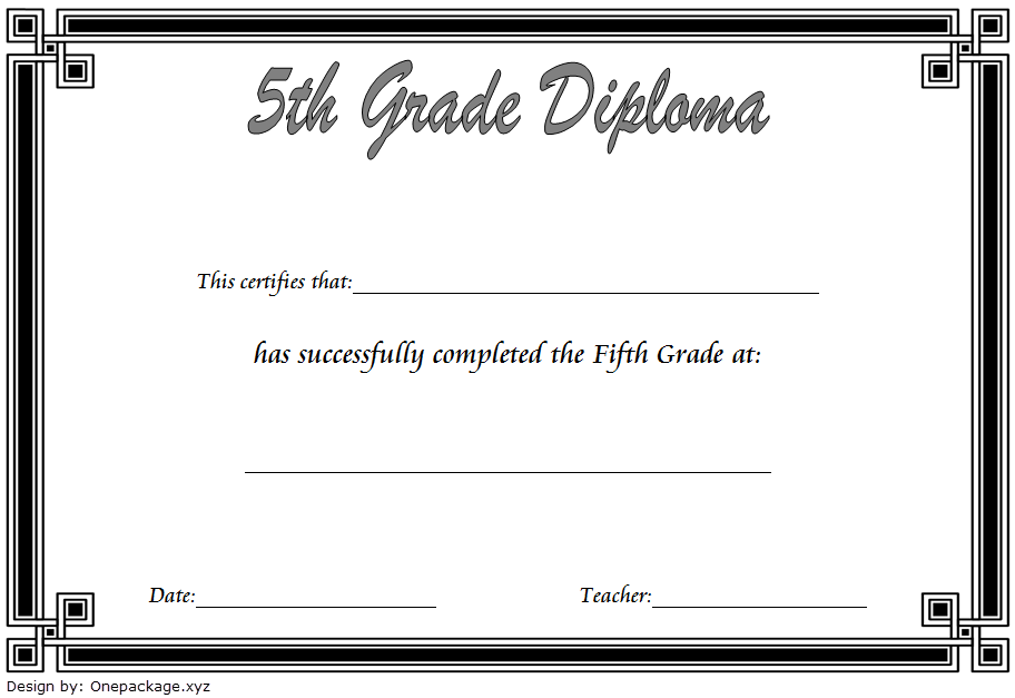 Free Printable 5th Grade Graduation Certificates FreePrintableTM 