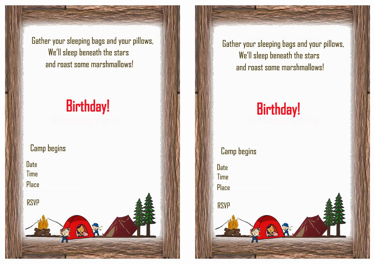 Camping Printable Birthday Invitations