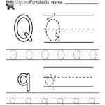 Free Printable Letter Q Alphabet Learning Worksheet For