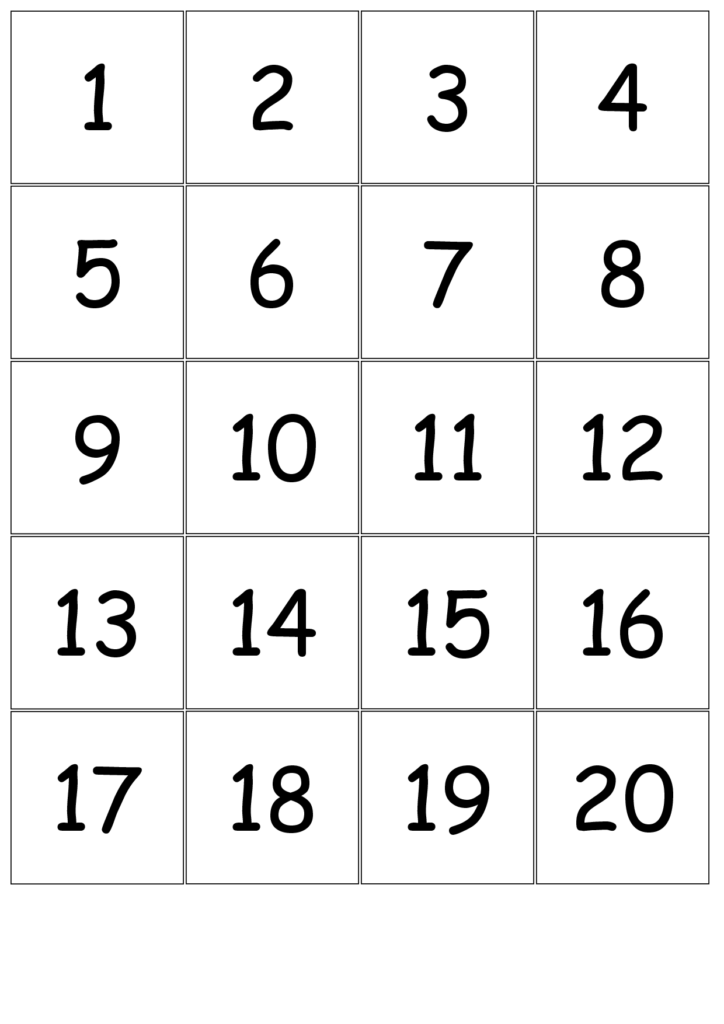 Free Printable Number Bingo Cards 1 20 Free Printable